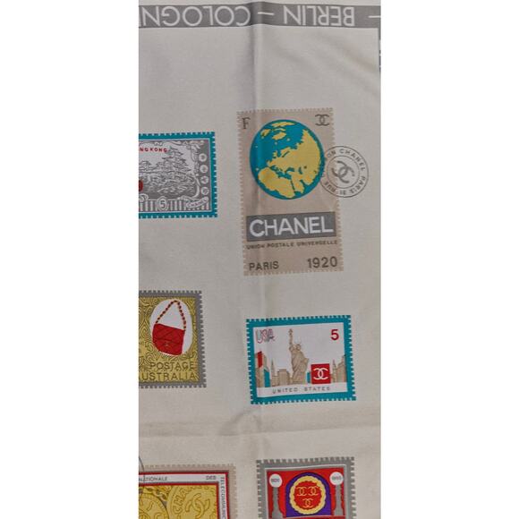 CHANEL "Stamps of the World" Silk Scarf - Picture 6 of 7